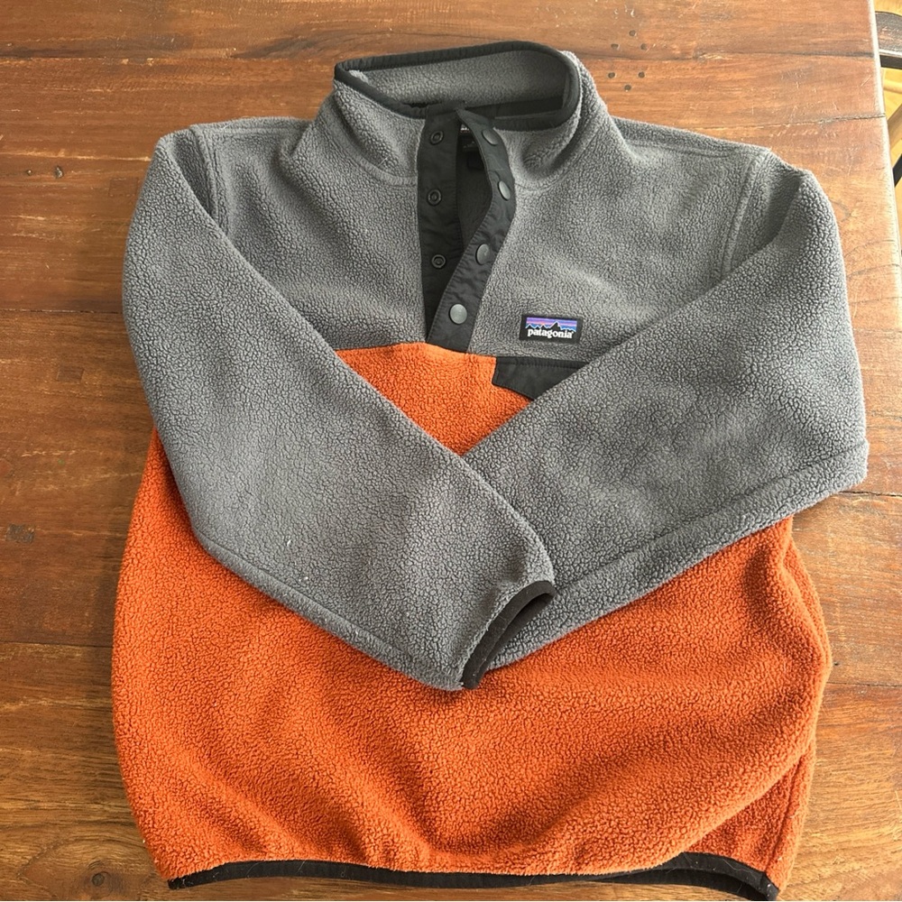 Patagonia Colorblock Synchilla Snap T Fleece Pullover Sweatshirt Boys Small 7-8
